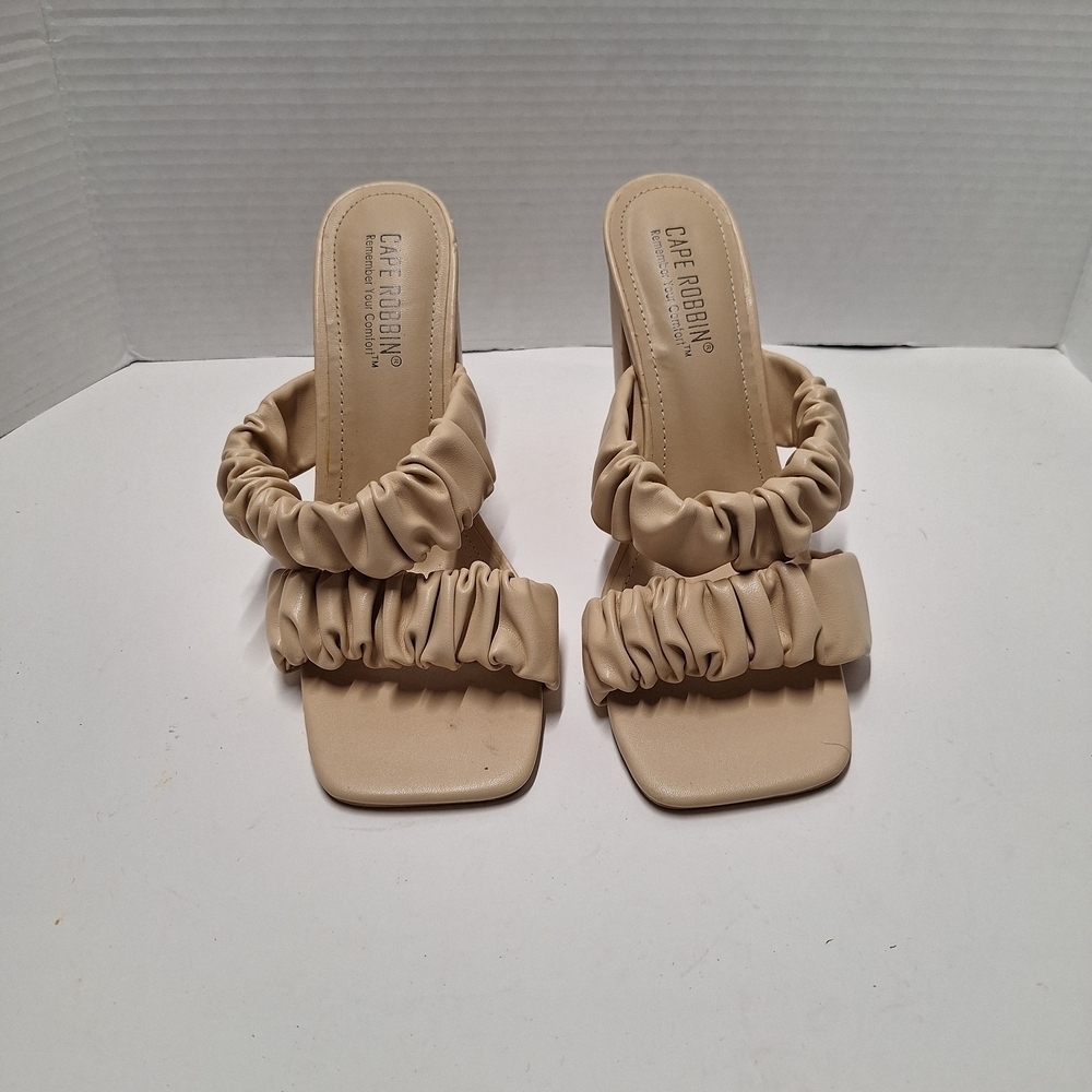 Cape Robbin Women's Tan Ruffled Heels 4" Heels
